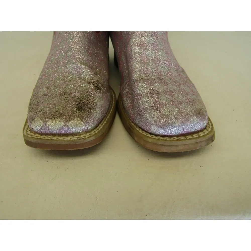Roper Brand Youth Size 2 M Pink Glitter Western Cowboy Boots
